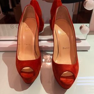 Red High heels Christian Louboutin Lady Peep shoes size 35 1/2